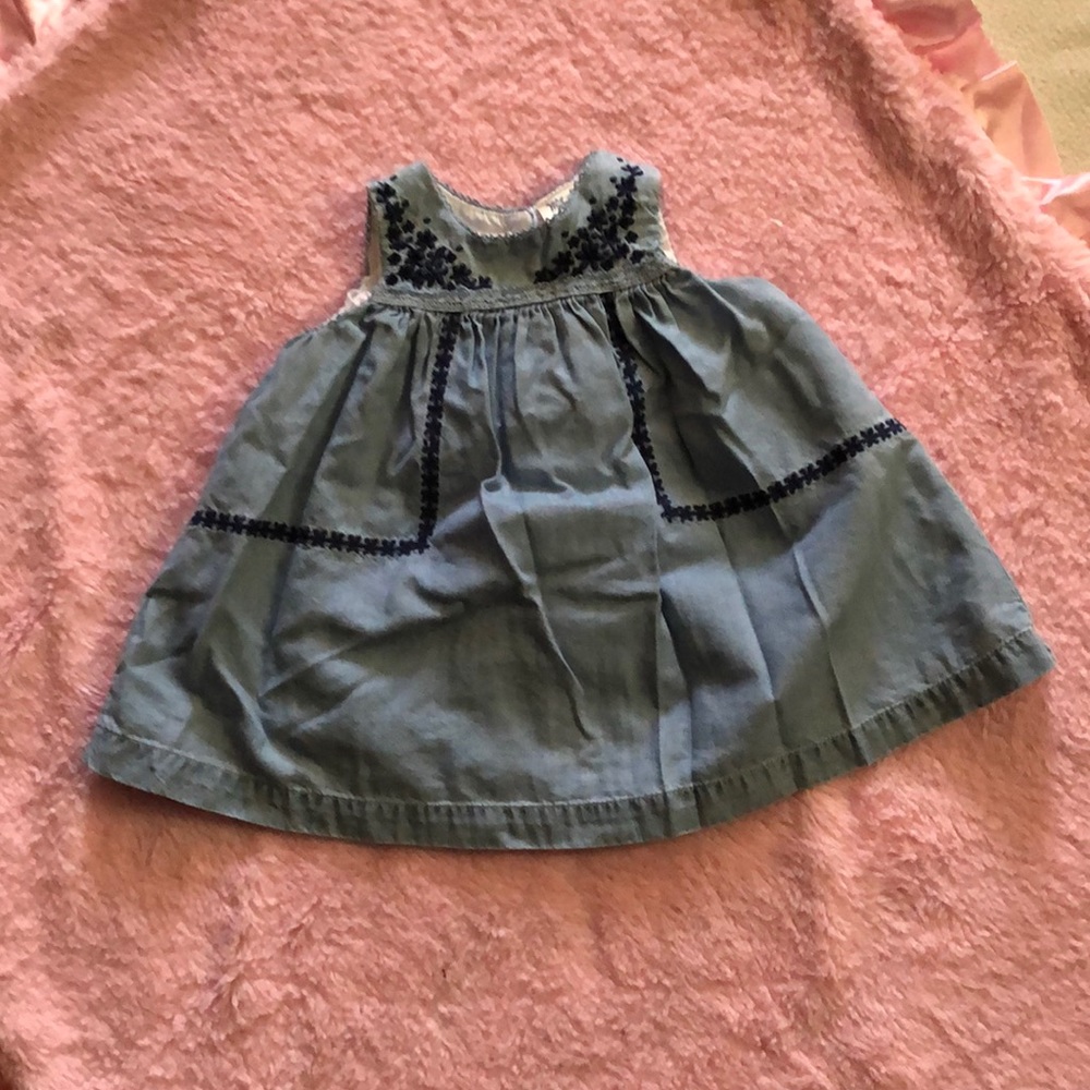 Denim Dress with Blue Flowers